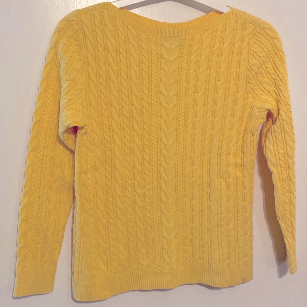 Land’s End lightweight cable knit Sweater. Modified ballet neckline.